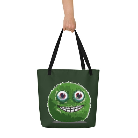 GREEN MEANIE All-Over Print Large Tote Bag - by DOLVING